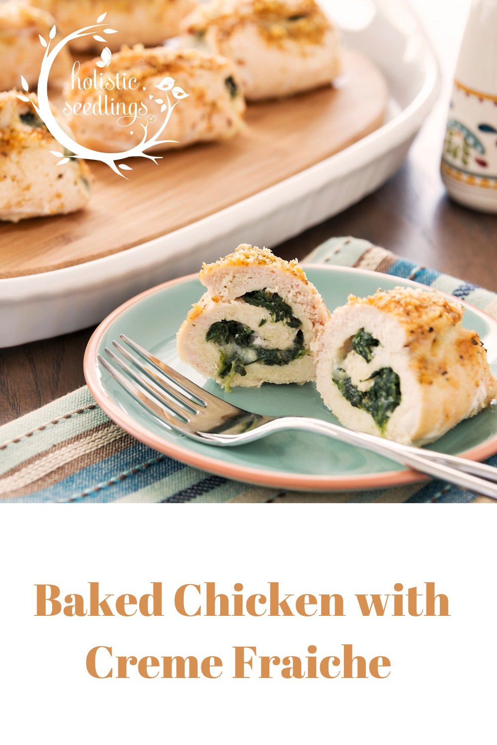 Easy baked chicken with creme and spinach